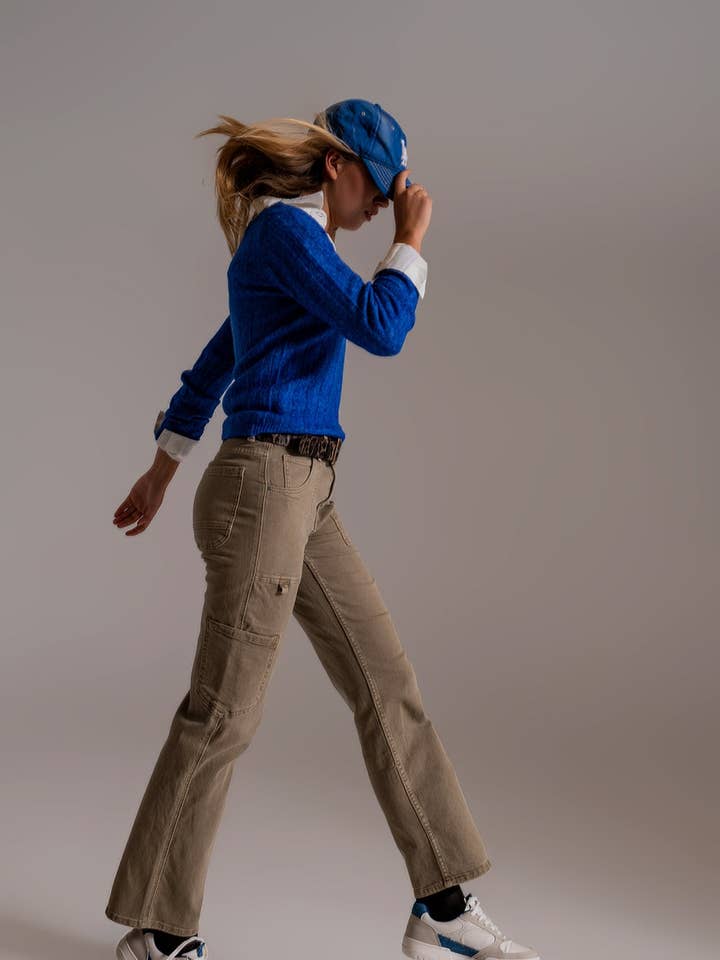 Straight Leg Cargo Pants in brown beige for wholesale by Q2—All Orders:Free Duties for the US,UK,and Canada