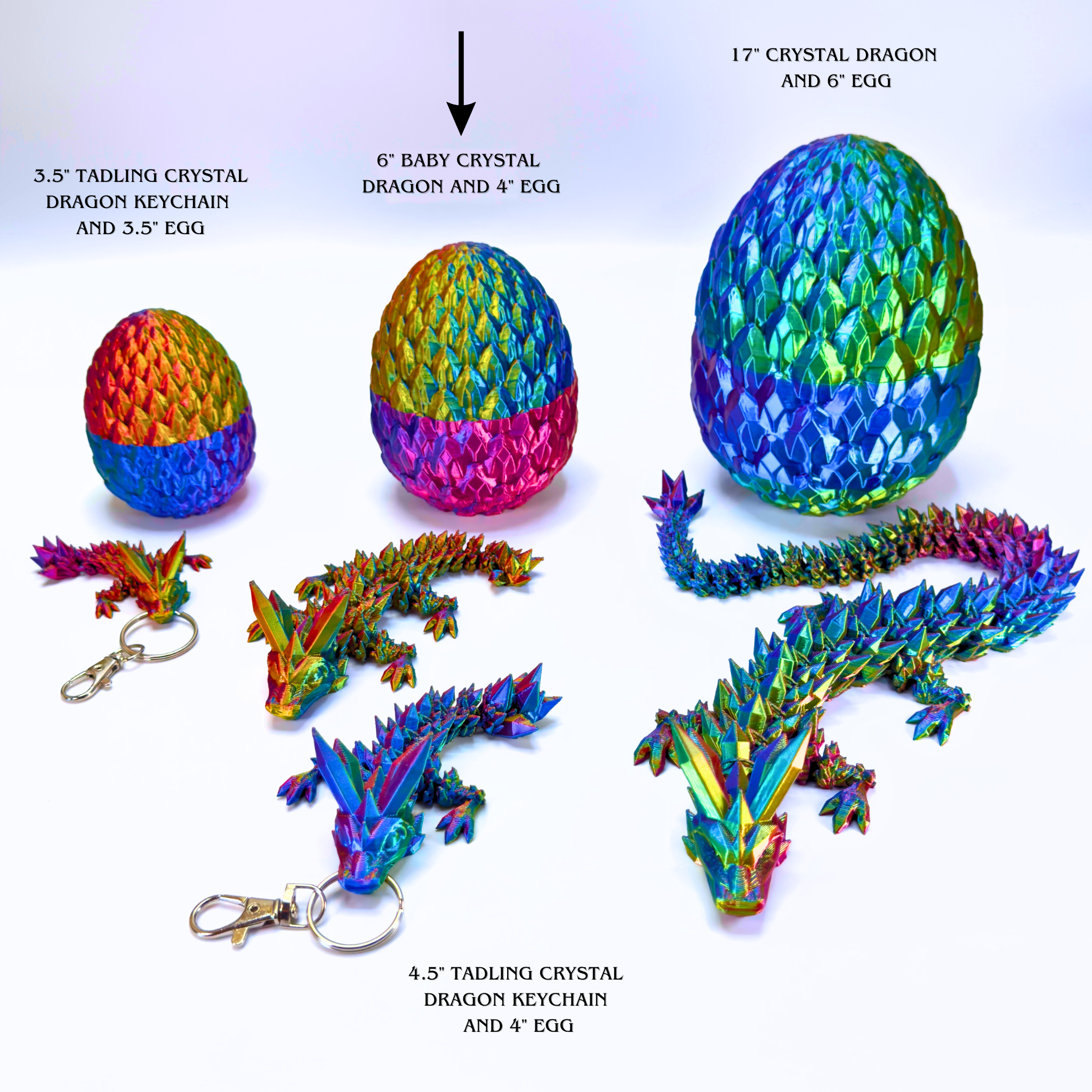 Dragon Fidgets - Wholesale Fidget Toy - Kids - 6IN Baby Crystal Dragon & Optional 4IN Egg, Fidget Toy23