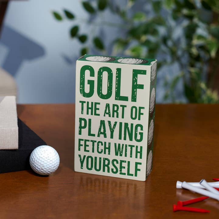 Primitives by Kathy - Wholesale Desk/Tabletop Sign - The Art Of Playing Fetch Box Sign