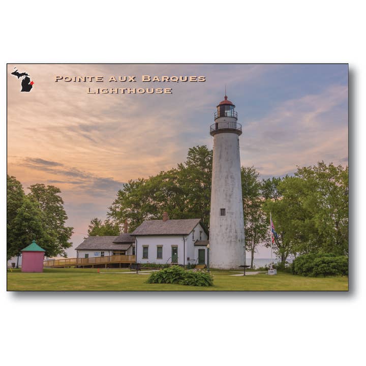 POINTE AUX BARQUES LIGHTHOUSE - Michigan Postcard for wholesale by Phil Stagg Photography