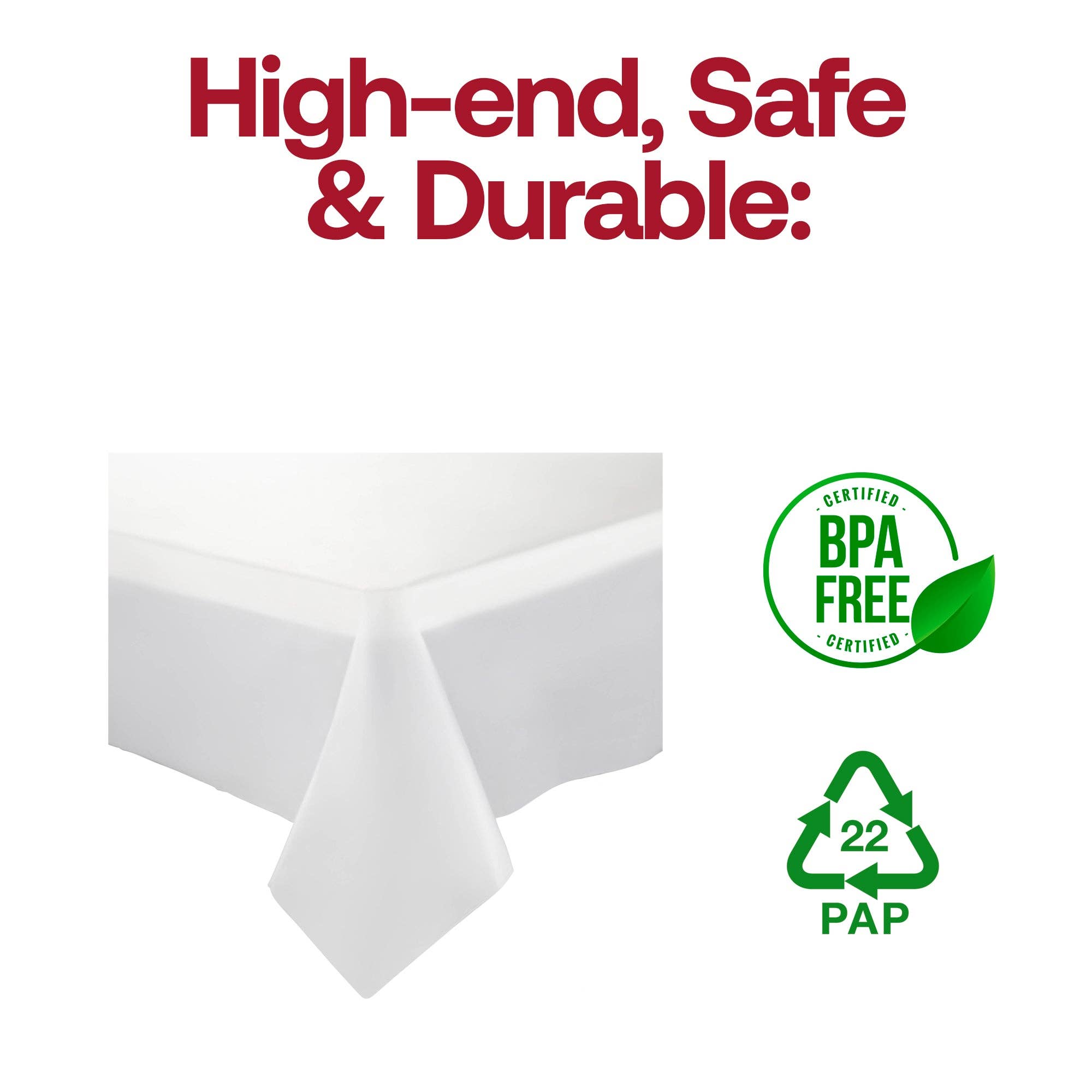 Smarty had a Party - Wholesale Disposable Table Cover/Runner - 54" x 108" White Rectangular Plastic Tablecloth - 1 pc3