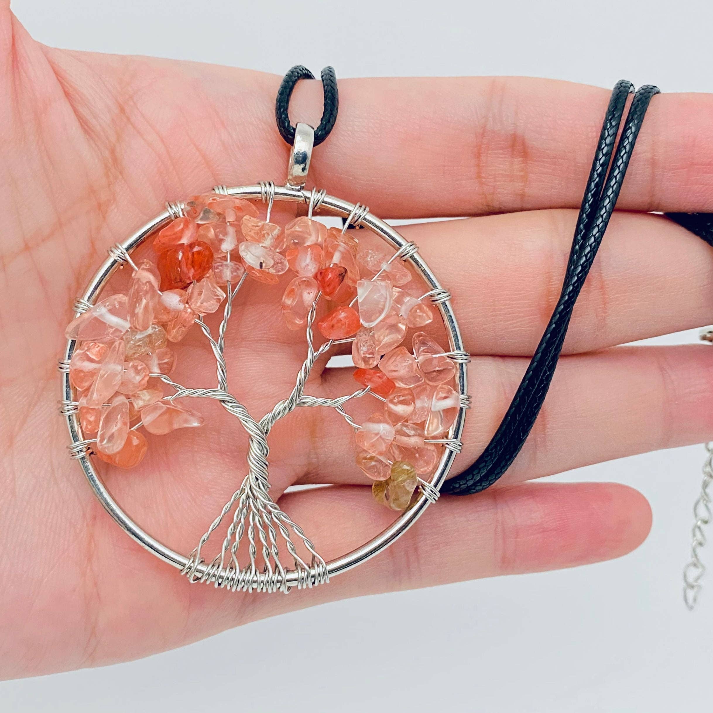 Mio Queena - Wholesale Pendant/Charm Necklace - Handmade Tree of Life Gravel Natural Stone Necklace8