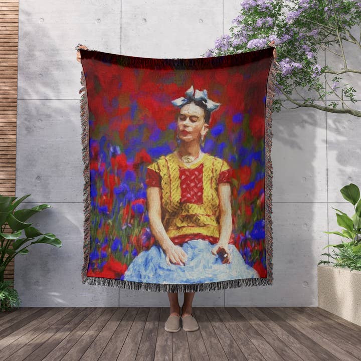 3dRose - Wholesale Throw Blanket - 3dRose, Frida- Free Artistic Adaptation of the Mexican Paintress, Blanket2