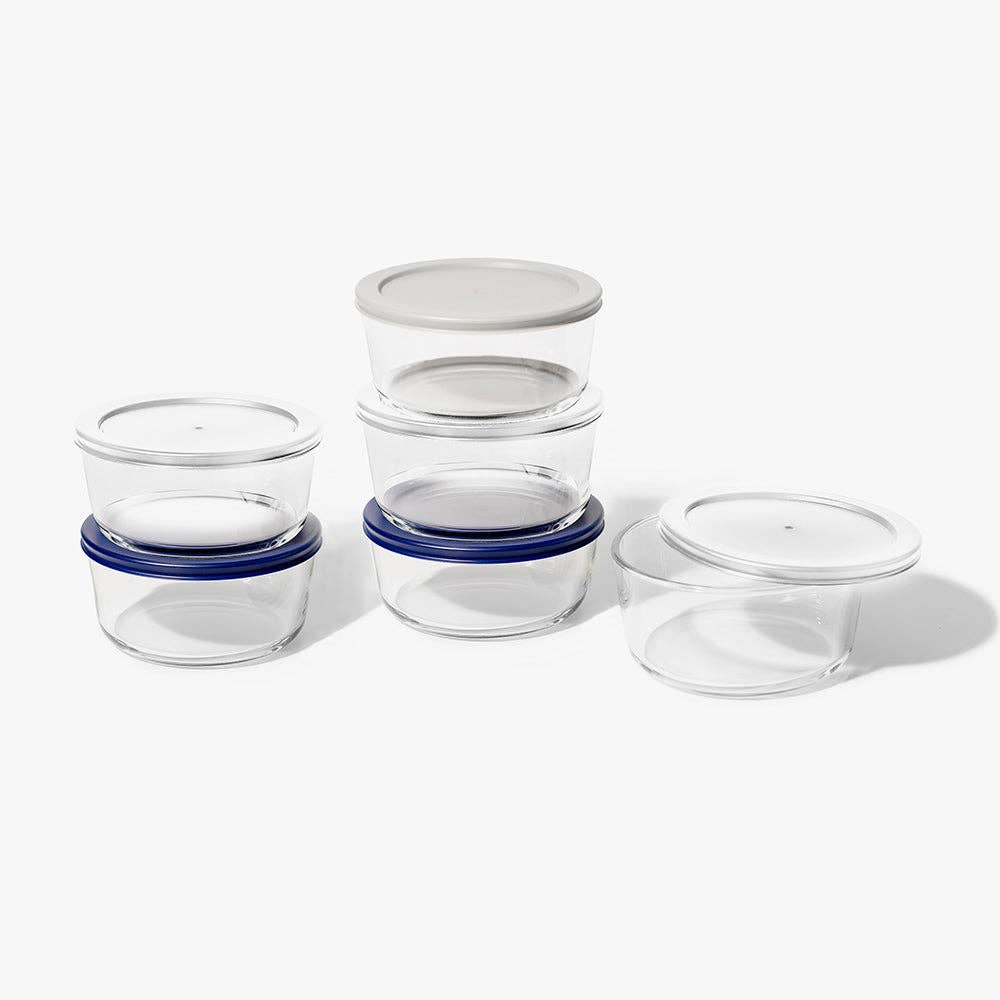 Dura Living LLC - Wholesale Food Storage Container - 12 Piece (4 Cup / 32oz) Round Glass Food Storage Container Set (6 Containers + 6 Lids) with Bonus Lids1