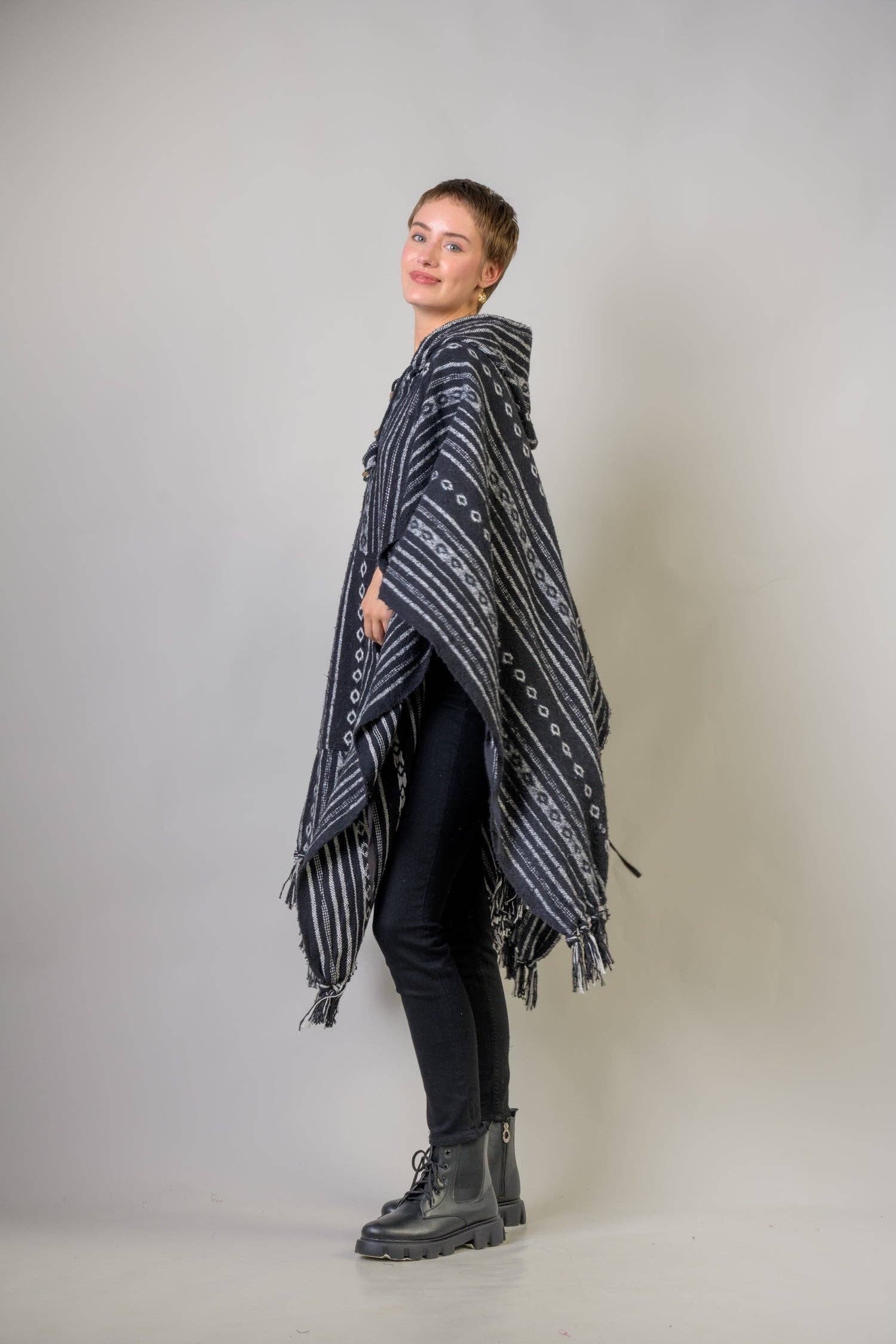 Rhea - Vente Poncho – femme - Poncho en coton à motif Rhea3