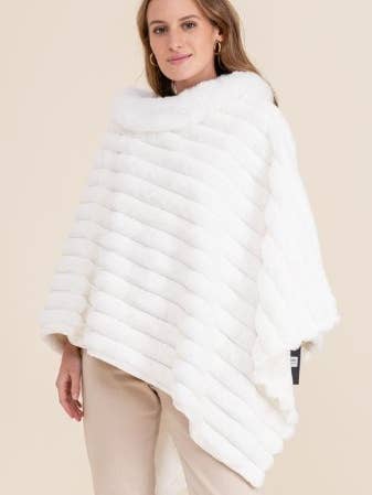 LOOWIE - Wholesale Poncho - Women's - 068 Poncho Striped Fake Faux Fur Loowie7