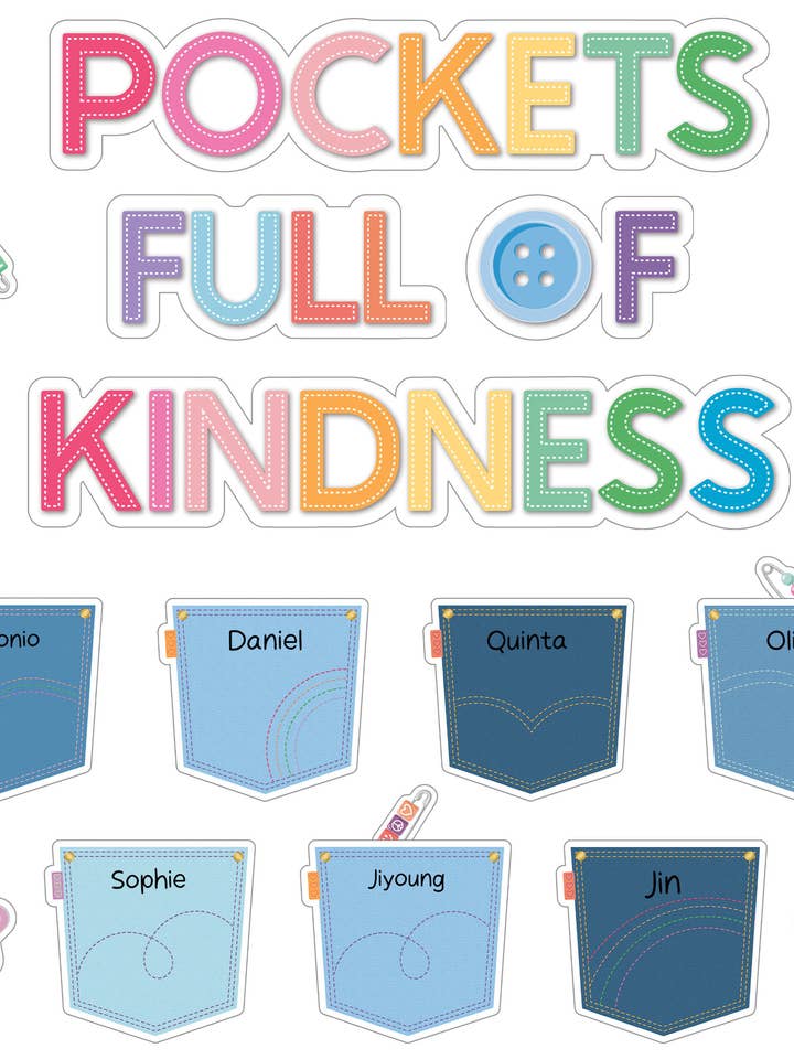Crafty and Cool Pockets Full of Kindness Bulletin Board Set for wholesale by Carson Dellosa Education