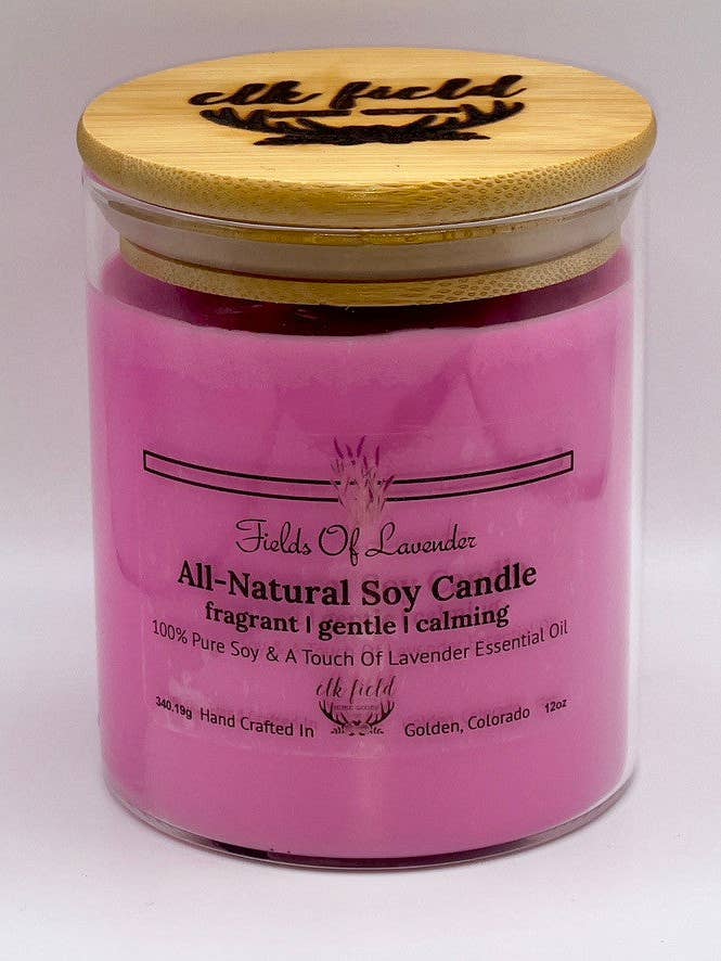 Fields Of Lavender Soy Candle for wholesale by Elk Field Home Goods