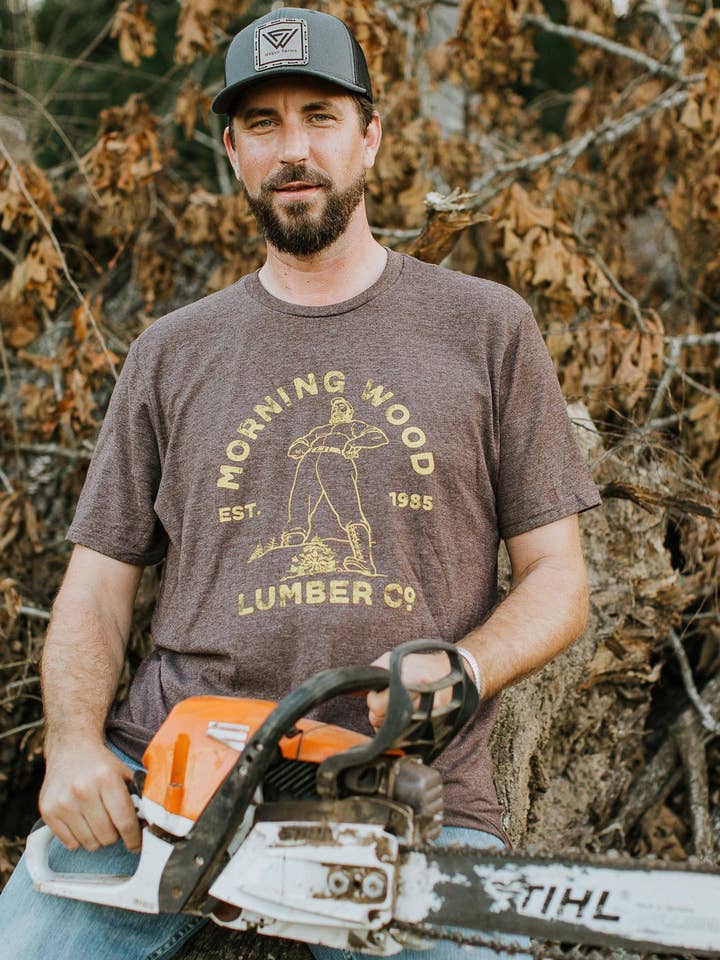 Mugsby - Wholesale Screen Printed T-Shirt - Men's - Morning Wood Men's Shirt, Father's Day Tee, Funny Tee