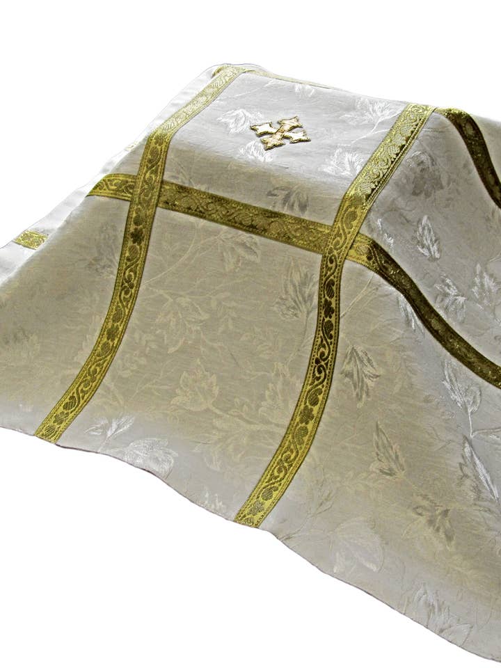 mds - Jacquard Fabric/handembroidered cross urn cover. #mds100 urn cvr for wholesale by mds