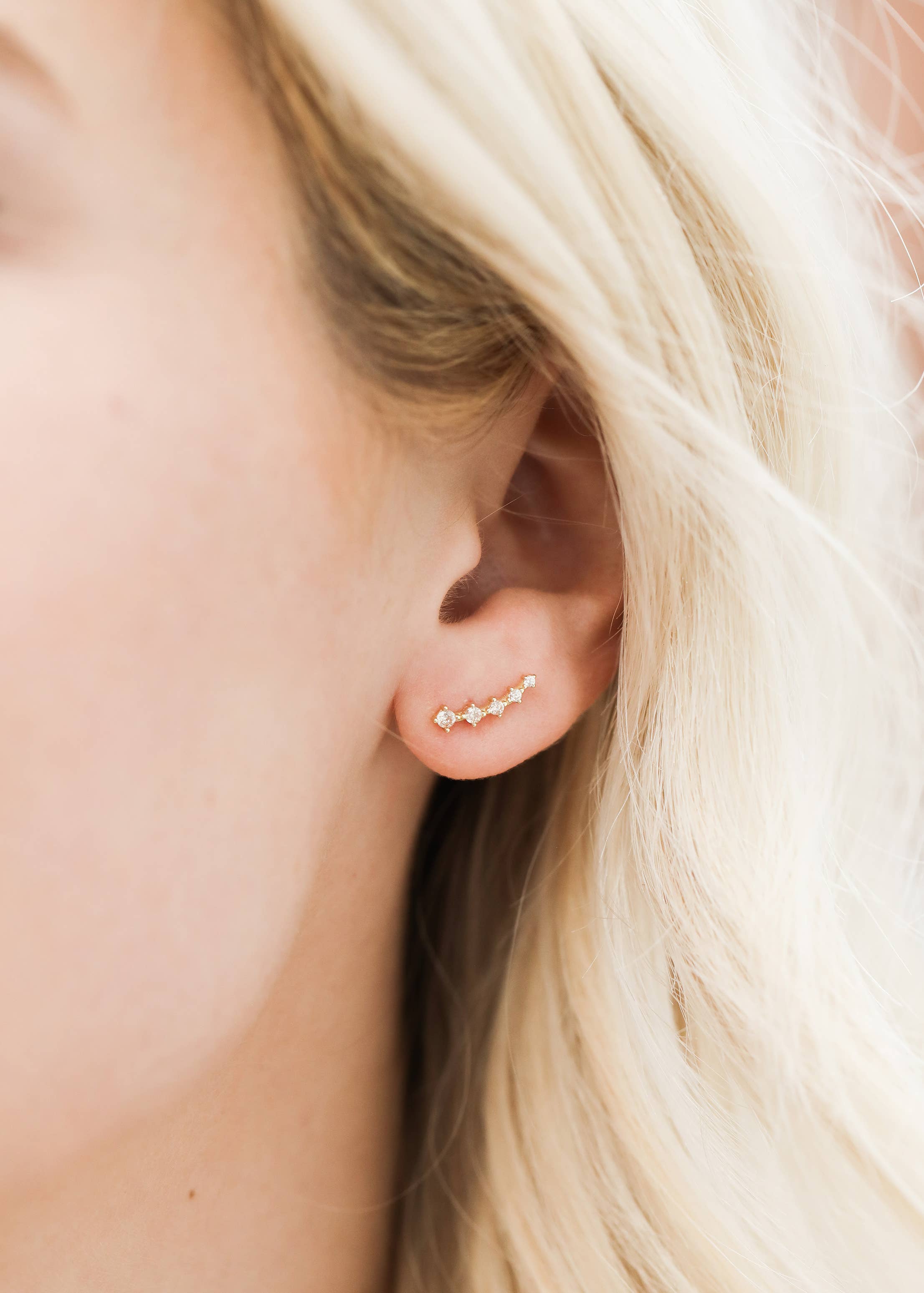 JaxKelly – wholesale Stud/post earrings – Crawler - Champagne CZ - Gold Earrings4