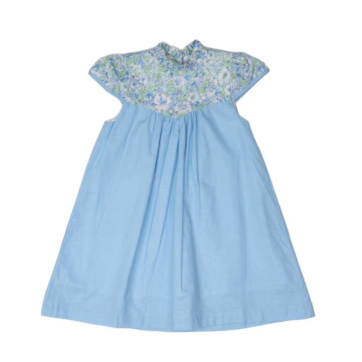 Ophelia Blue Floral Dress for wholesale by The Oaks Apparel Company