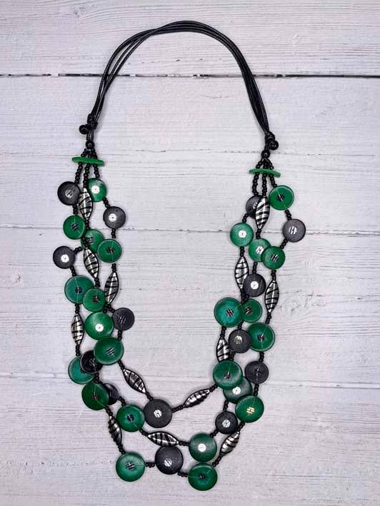 Alisha.D Hunter Green & Silver Long Necklace for wholesale by LIOR / ALISHA D