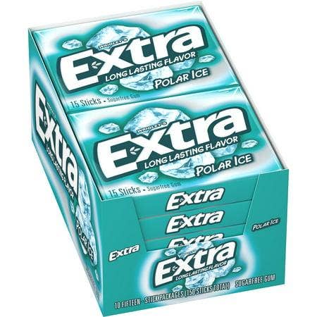 Long Island Candy Factory - Vendita all'ingrosso Gomme da masticare - Gomma da masticare Extra Polar Ice, 10 pezzi, 15 bastoncini