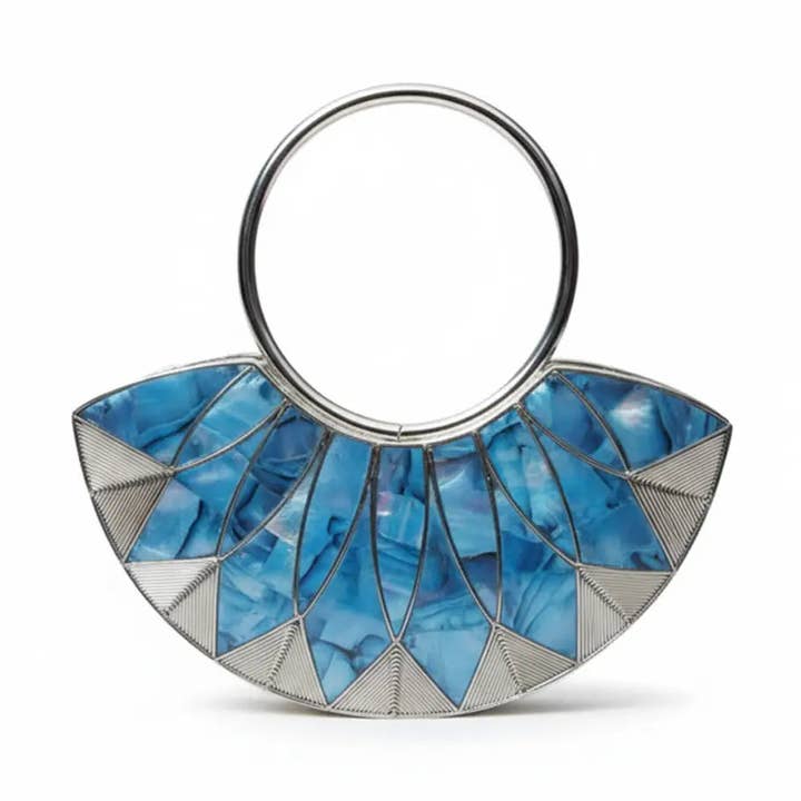 ACUS – wholesale Clutch bag – women's – Clutch Deluxe Silver Blue Moon Handle0