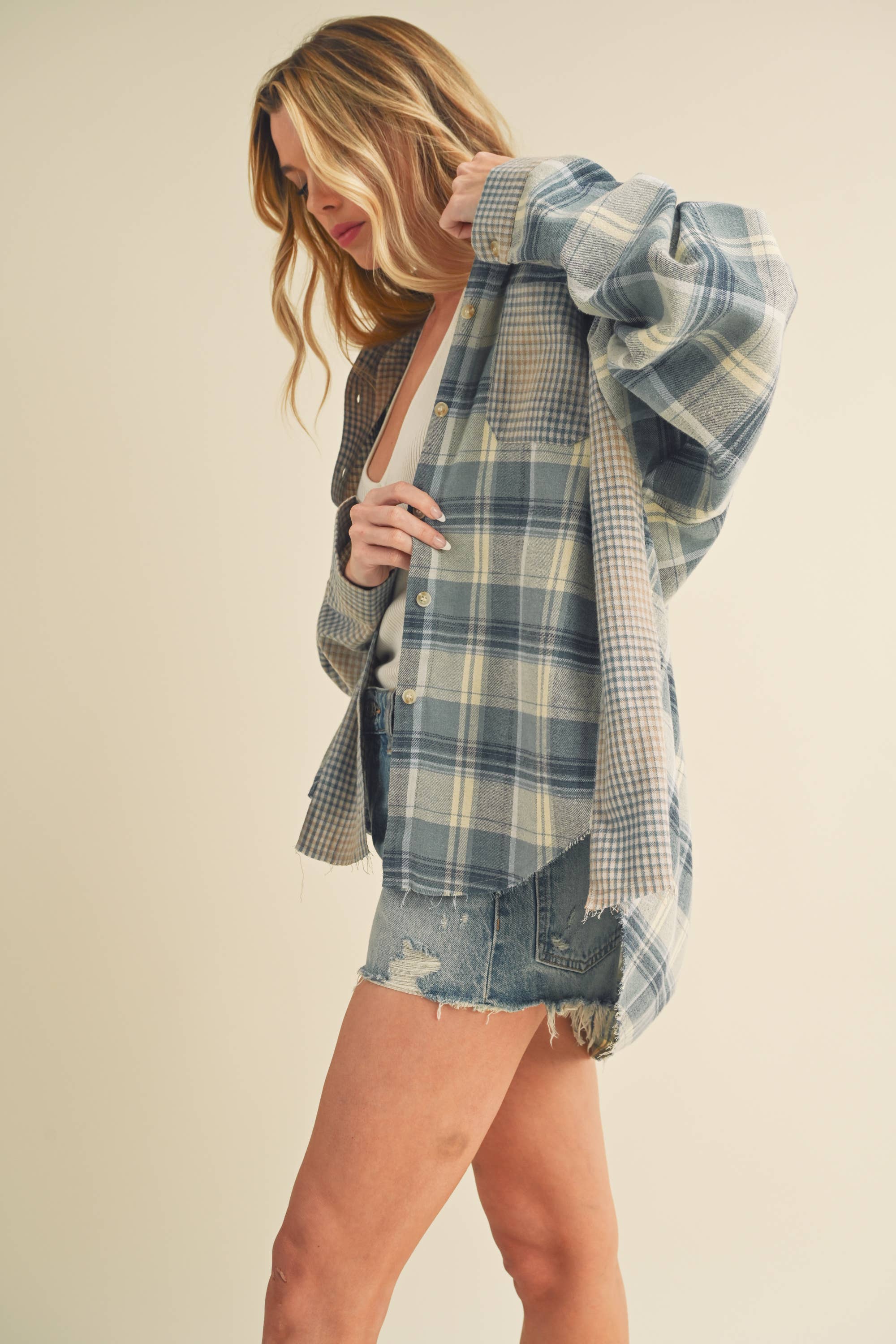 AEMI + CO - Wholesale Button Down Shirt - Women's - 8376EN Kambrie Plaid Flannel Shirt3