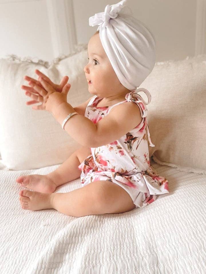 Maman - Wholesale Bodysuit (non-footed) – Baby - Baby Girls Stella Floral Print Cotton Jersey Tie Shoulder Romper2