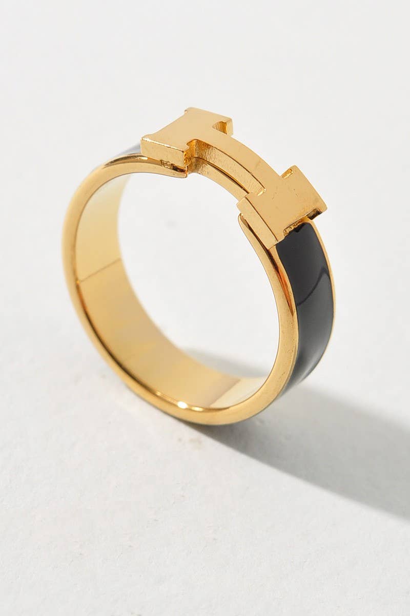 anbfashion - Vente Anneau/bague à empiler - Bague Design H en Émail1