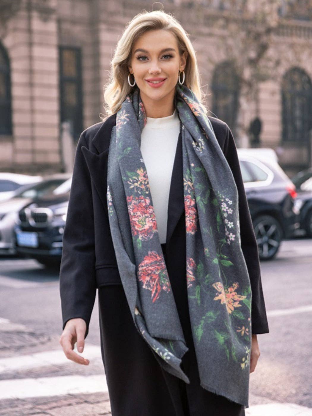 Funkyrel® Atzbranding Limited - Vente Écharpe – femme - Scarvii - Écharpe et Châle d'Hiver à Imprimé Floral Vintage6