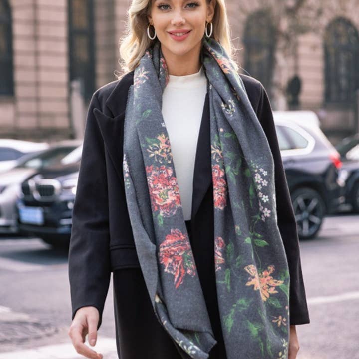 Funkyrel® Atzbranding Limited - Vendita all'ingrosso Sciarpa - Donna - Scarvii - Sciarpa e Scialle Invernale con Stampa Floreale Vintage2