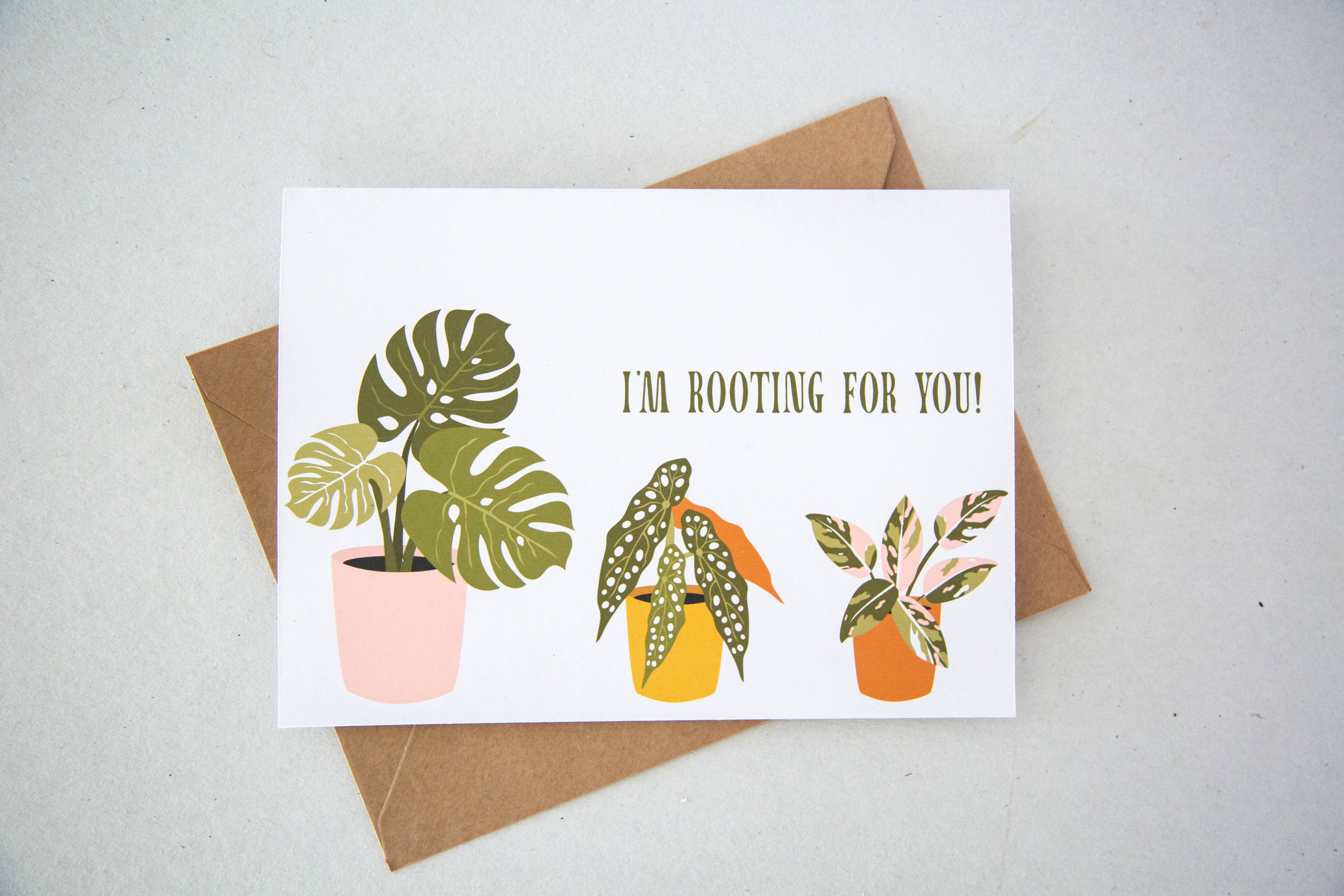 Emily Ervin Design Co. - Wholesale Encouragement Card - I'm Rooting For You! - Everyday Greeting Card1