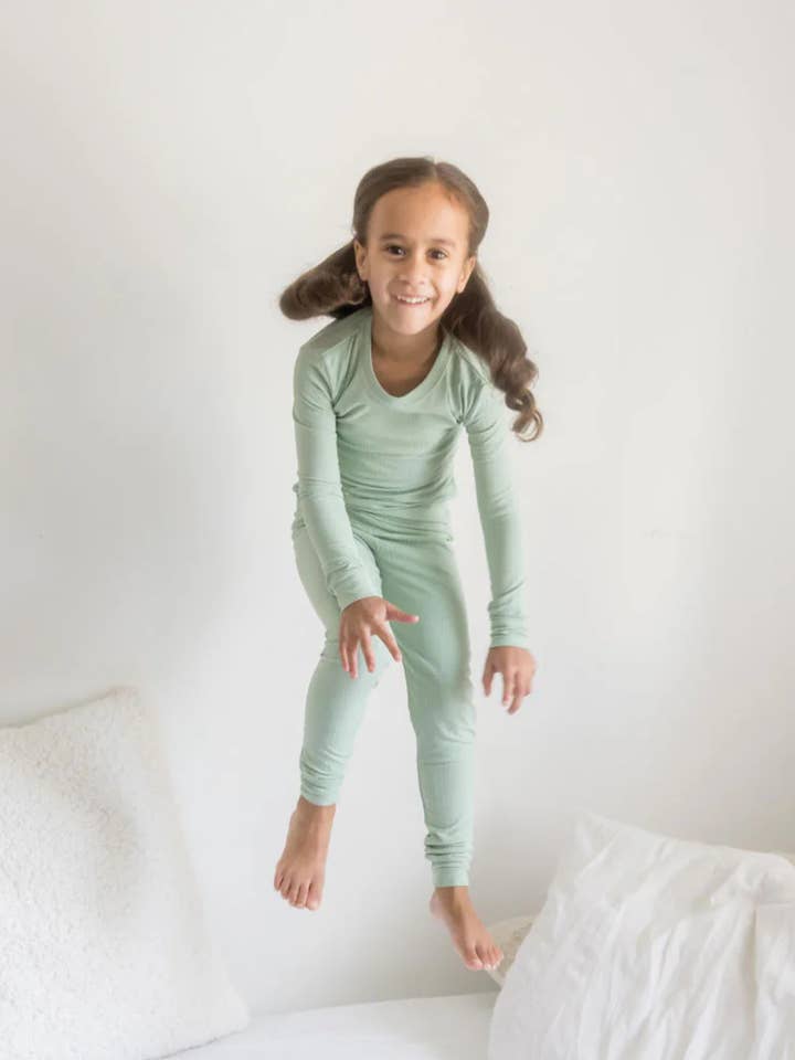 Forest Fellows Ribbed Two-Piece PJs for wholesale by Short Stuff