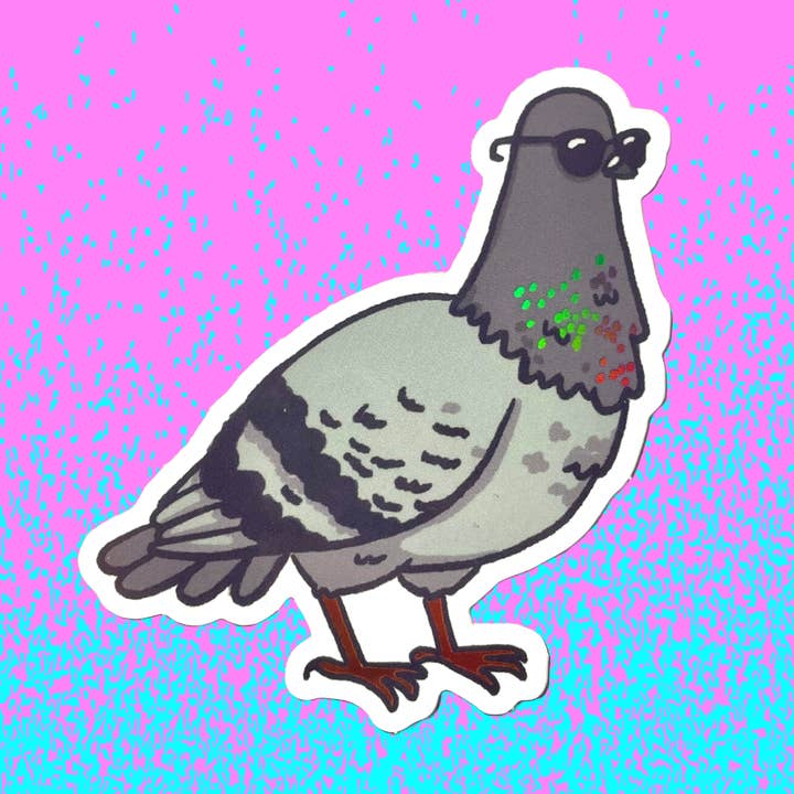 Cool Dude Pigeon Sticker for wholesale by Sidewalk Press