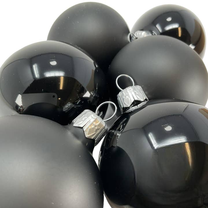 Lot de 6 décorations en forme de boule en verre poli mat, noir brillant, 2,4 po pour la vente par Pinnacle Peak Trading