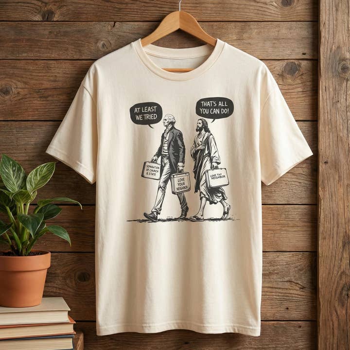 George Washington och Jesus T-shirt, Älska din granne T-shirt för wholesale av Teedico