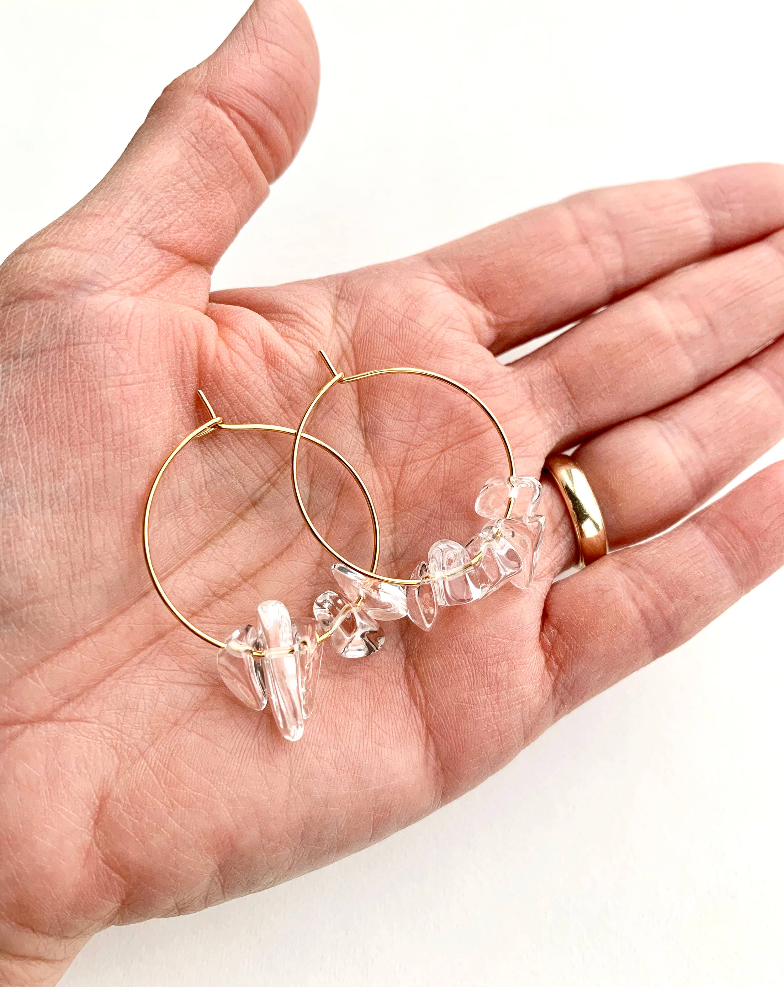 Laura Stark Designs - Wholesale Hoop Earrings - Boho Quartz Chip Hoops | Bohemian Hoops1