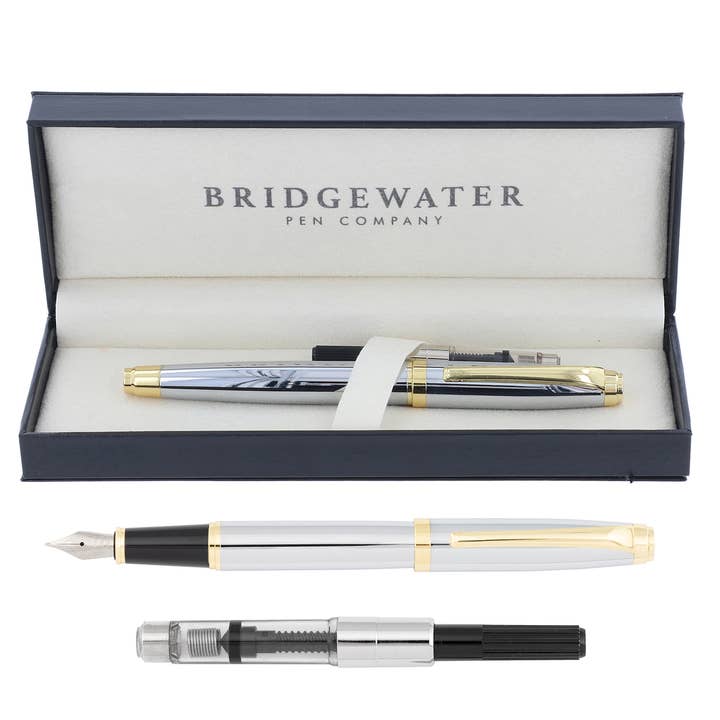 Joe Davies - Wholesale Pen - Bridgewater Chester Chrome & Gold Fountain Pen