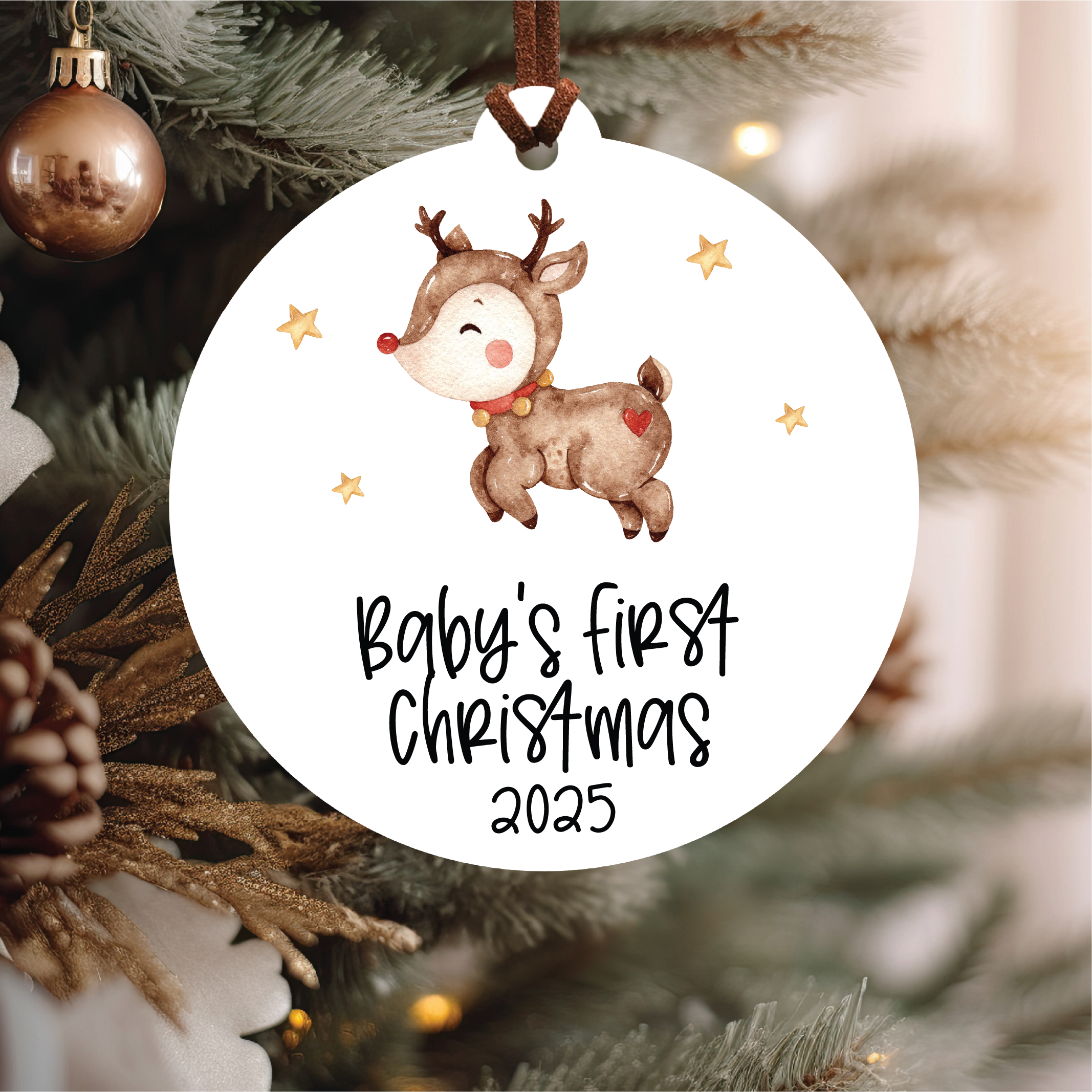 Knotty Design Co. - Wholesale Ornament - Baby's First Christmas Ornament 2025 | Reindeer2