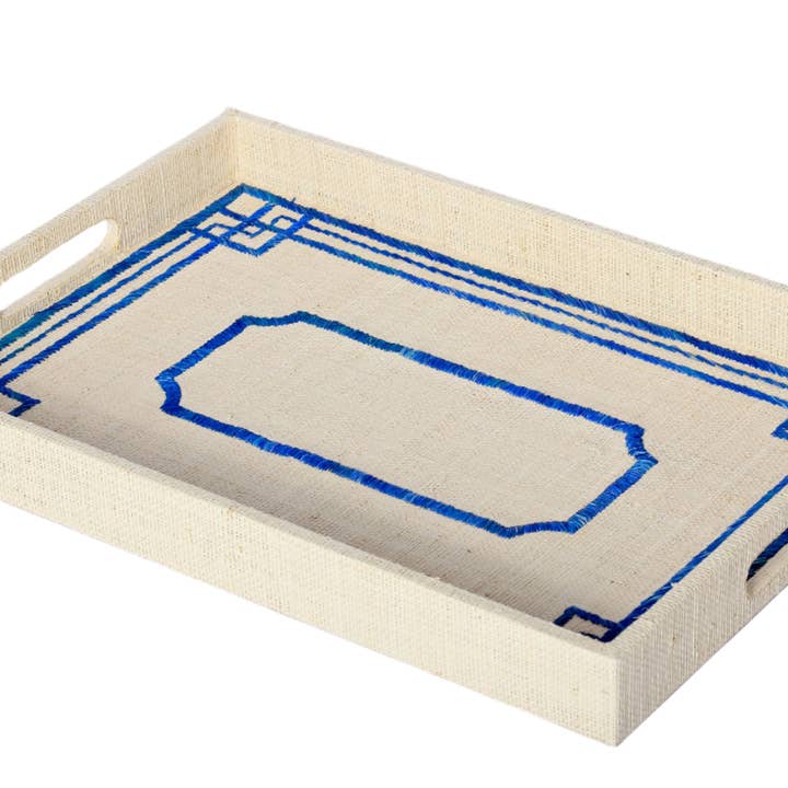 Larone Artisans, LLC - Vente Plateaux décoratifs - Plateaux brodés à bordure chinoise Penelope1