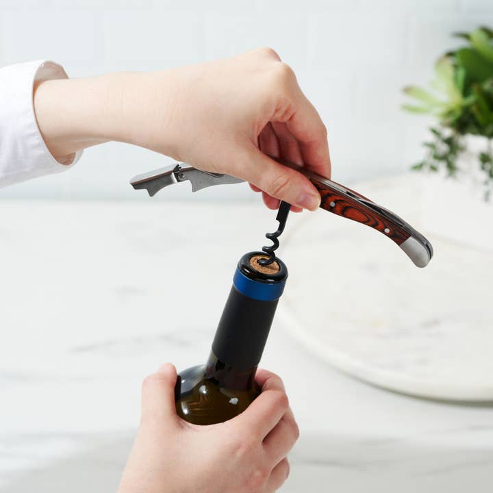 True Brands - Wholesale Bottle/Wine Opener - Spruce Hardwood Handle Double-Hinged Waiter'S Corkscrew2