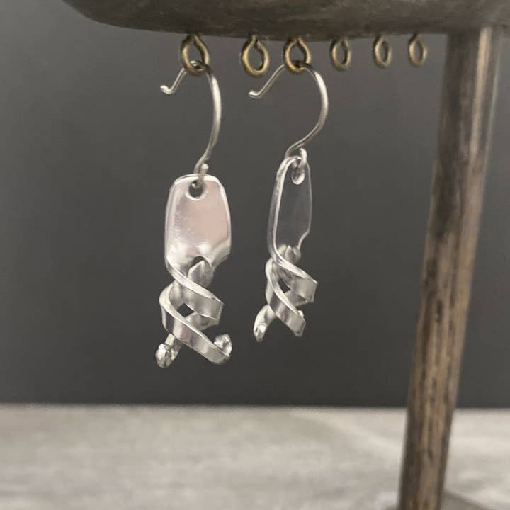 Marchello Art - Wholesale Dangle Earrings - Stainless Steel Spiral Recycled Escargot Fork Earrings