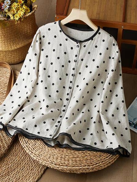 Afslappet langærmet skjorte med åben front kunstnerisk top for engroshandel hos Whisper Mint