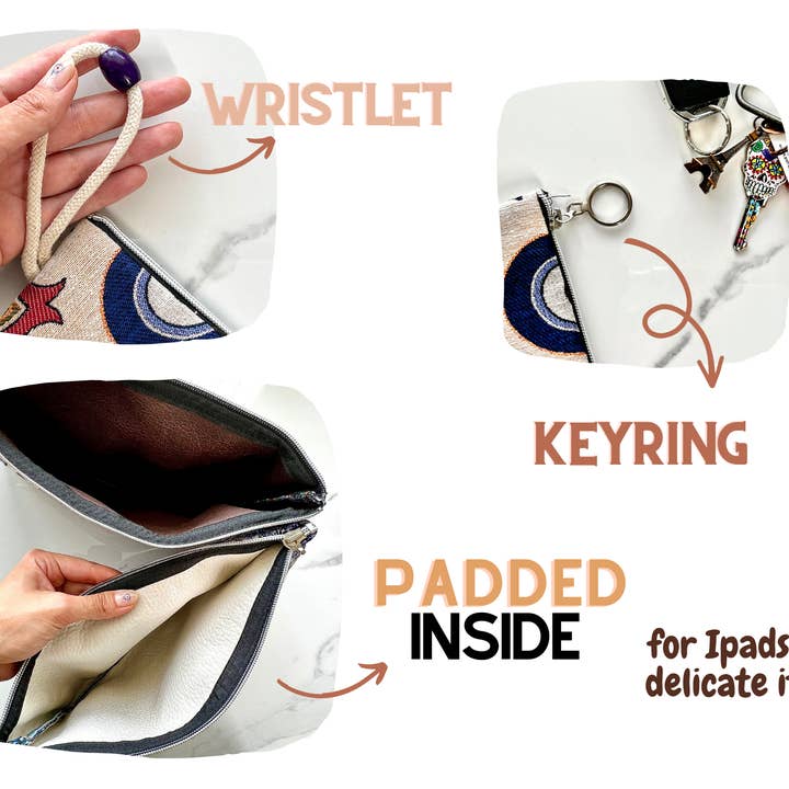 Umays Boho – wholesale Clutch bag – women's – Evil Eye Clutch Purse, Boho Slim Wallet with Wristlet1