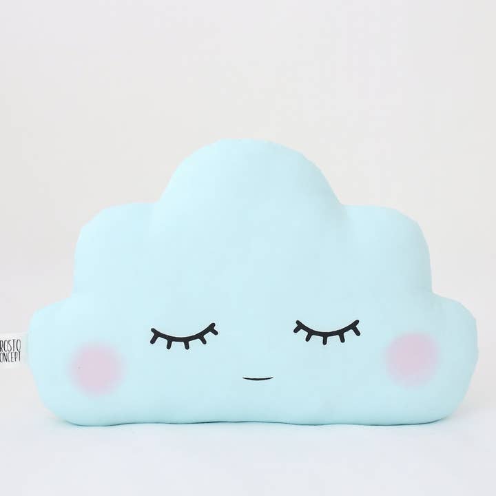 Sleepy Blue Mint Small Cloud Cushion With Pink Cheeks for wholesale by ProstoConcept