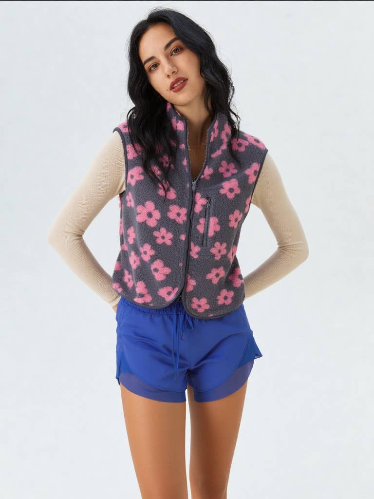 VERY J – Engroshandel Vest - Dame – NJ90128-trykt sød fleece vest5