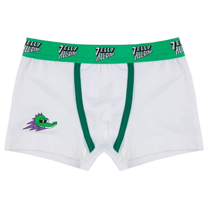 Boys Boxer Shorts - Jelly Alligator Basic White for wholesale by Raspberry Republic