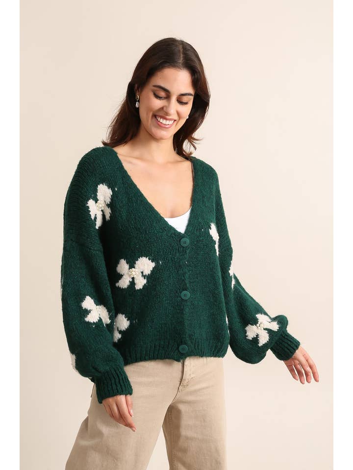 LÉA & LUC - Vente Pull en maille – femme - Gilet motif papillon avec perle REF. 2066621