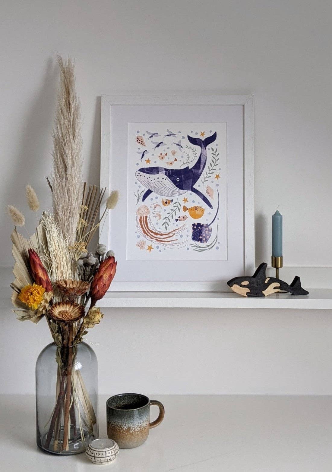 Slow Sunday - Wholesale Art Print - Kids & Baby - ‘Into The Blue’ Whale And Sea Creatures Fine Art Print For Children6