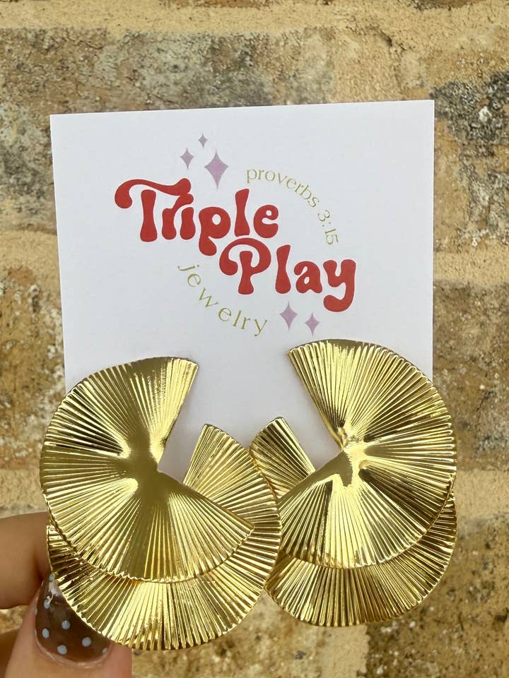 LAYERED LEAF EARRING for wholesale by Triple Play Jewelry