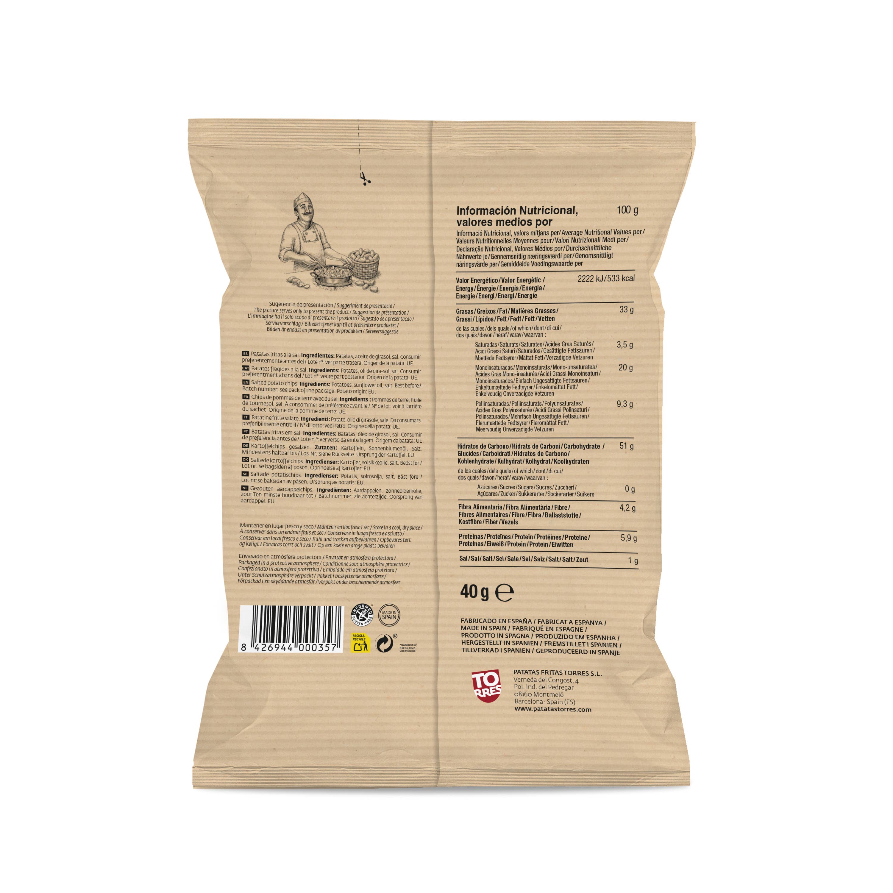 Patatas Torres - Wholesale Chips - Patatas Torres Artisanal Churrería 40G1