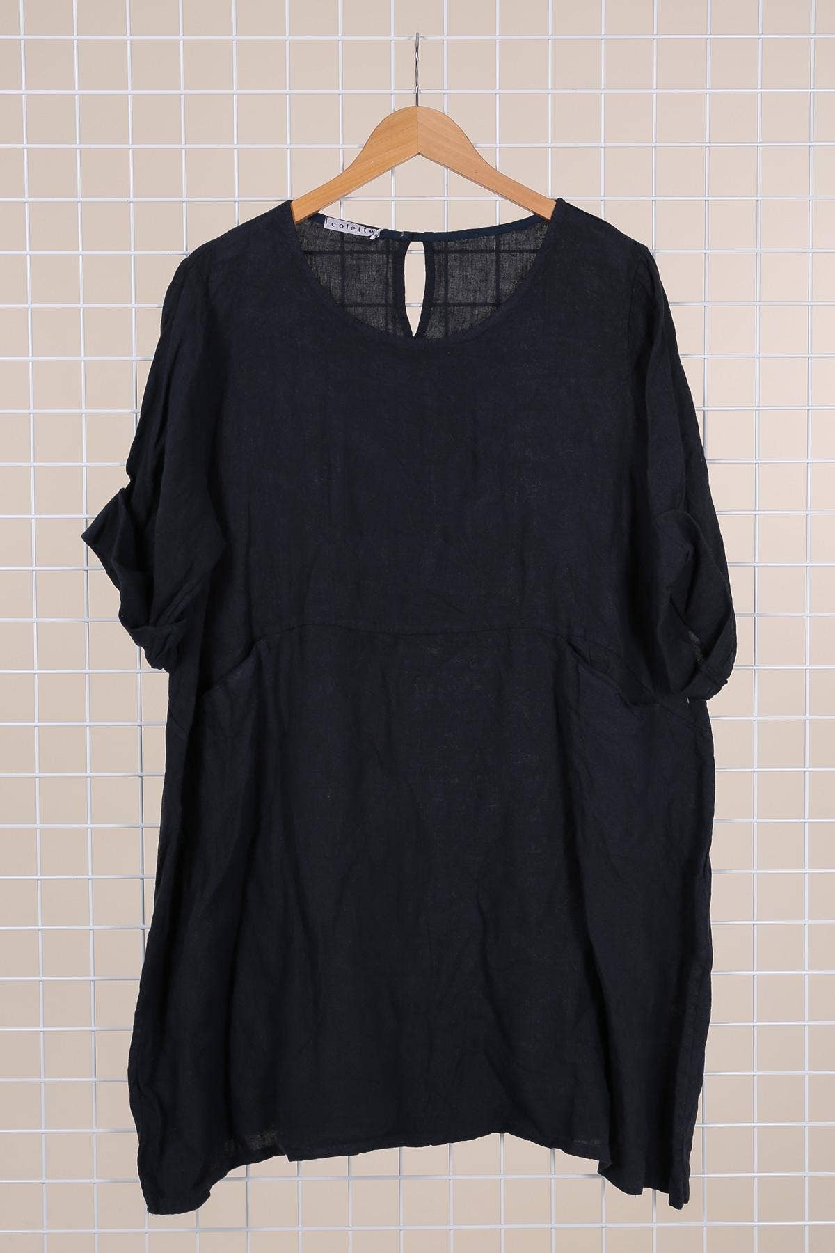 la maison des fibres naturelles – Engroshandel Kjole - Dame – Kort hørkjole med rund hals i 100 % hør 671930