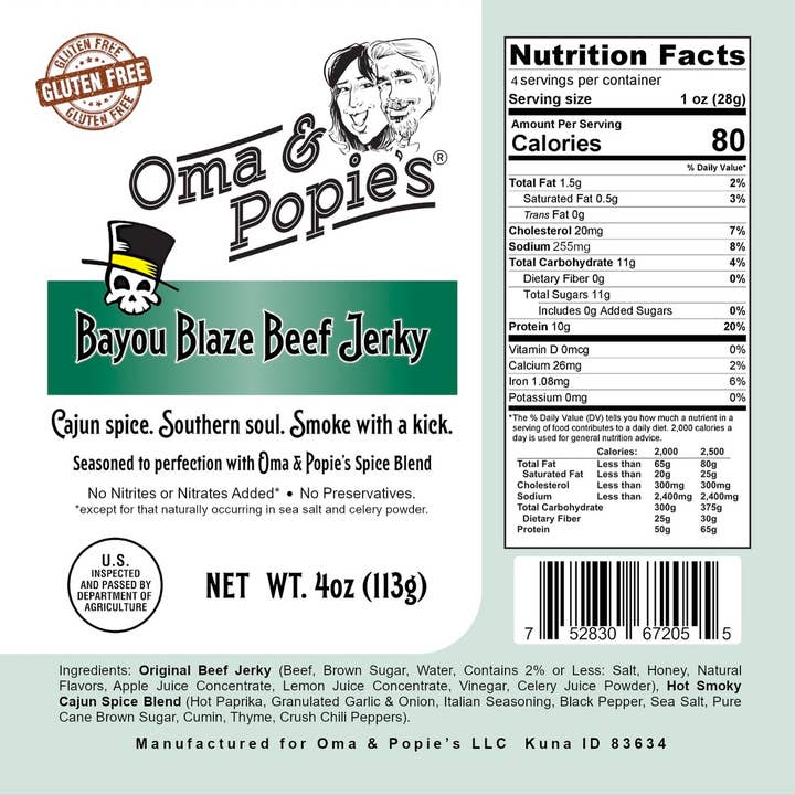 Bayou Blaze - Rindfleisch-Jerky für den Großhandel von Oma & Popie's Specailty Foods LLC