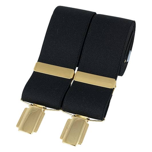 Zwarte effen 35 mm gouden bretels met clip voor wholesale door Dalaco - incorporating David Aster