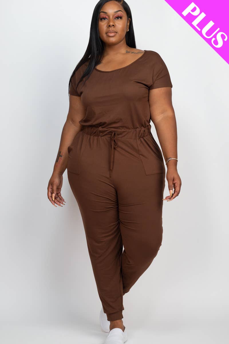 CAPELLA APPAREL - Wholesale Jumpsuit - Women's - Plus Size Solid Drawstring Jumpsuit1