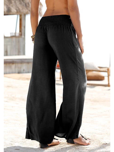 Black LASCANA Women's Smocked Border Print Pant for wholesale on Faire1