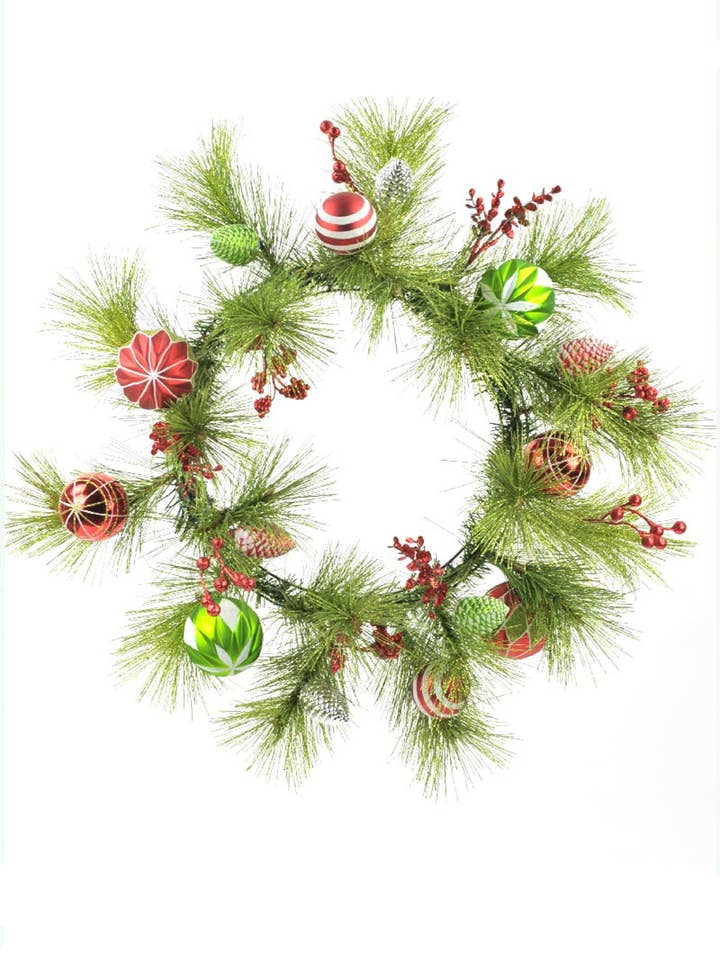 Couronne d'ornement verte avec baies scintillantes pour la vente par Starlight Collection